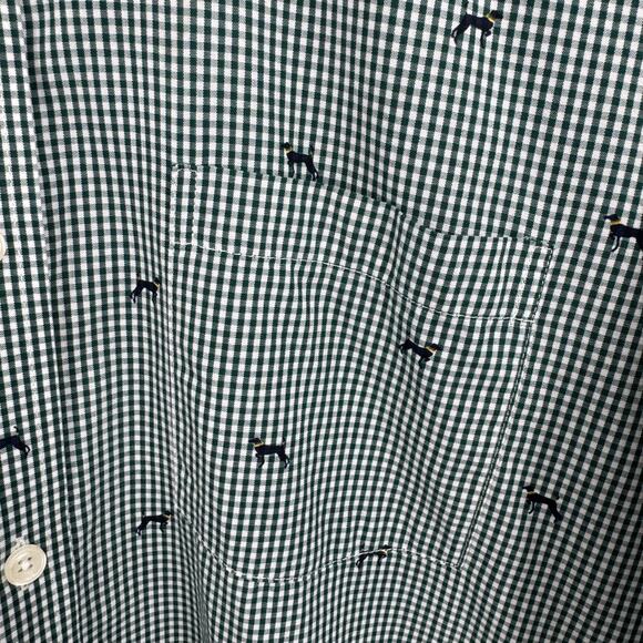 Southern Pines shirt men’s M button up green white gingham check dog print lab - Picture 6 of 10
